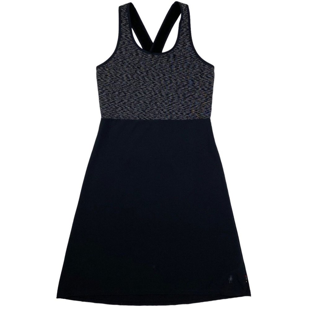 Smartwool Willow Lake Black Tank Dress Wool Blend Criss-cross cover up XS
